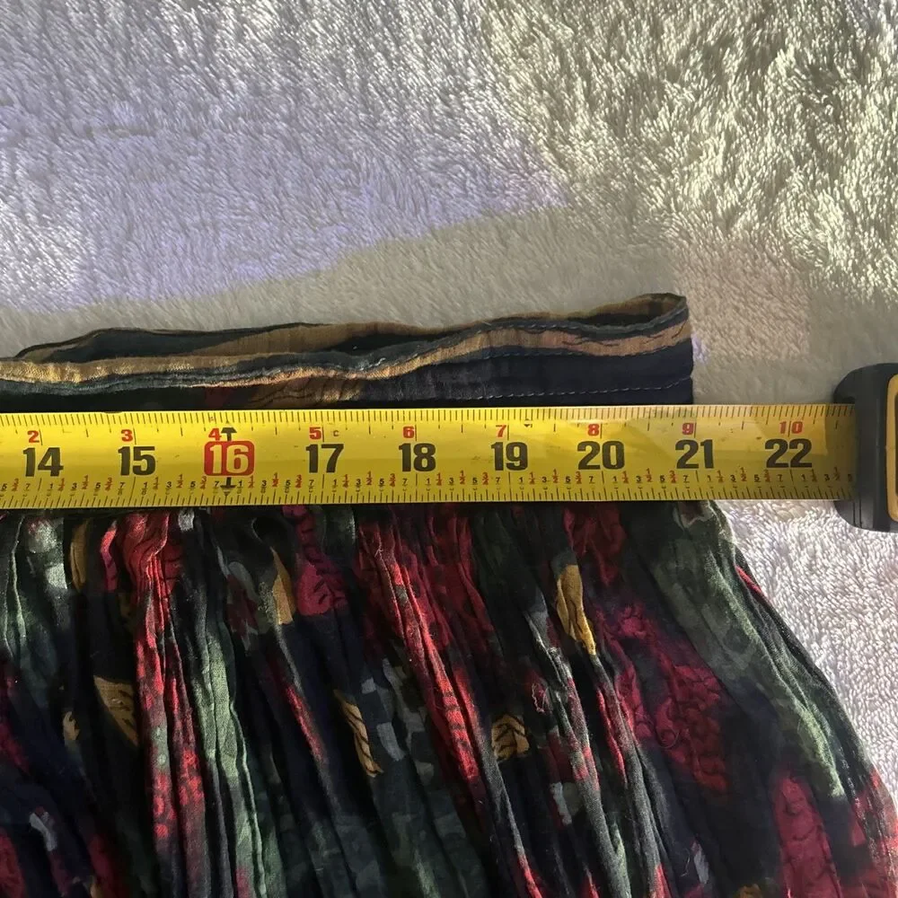 Vintage Just Classics Boho Broomstick Maxi Skirt M India Festival Crinkle Cotton